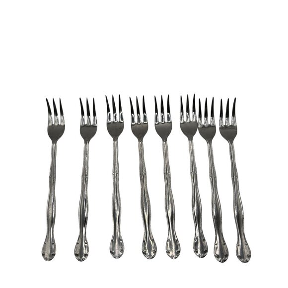 8-Piece Nasco Delft Stainless Steel Seafood Forks Glossy Finish Discontinued Pat - Picture 2 of 4